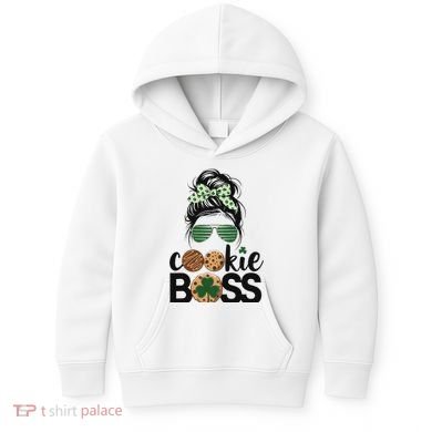 Scout Cookie Boss Kidlife Messy Bun Sunglasses Kids Hoodie
