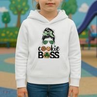 Scout Cookie Boss Kidlife Messy Bun Sunglasses Kids Hoodie thumb 3