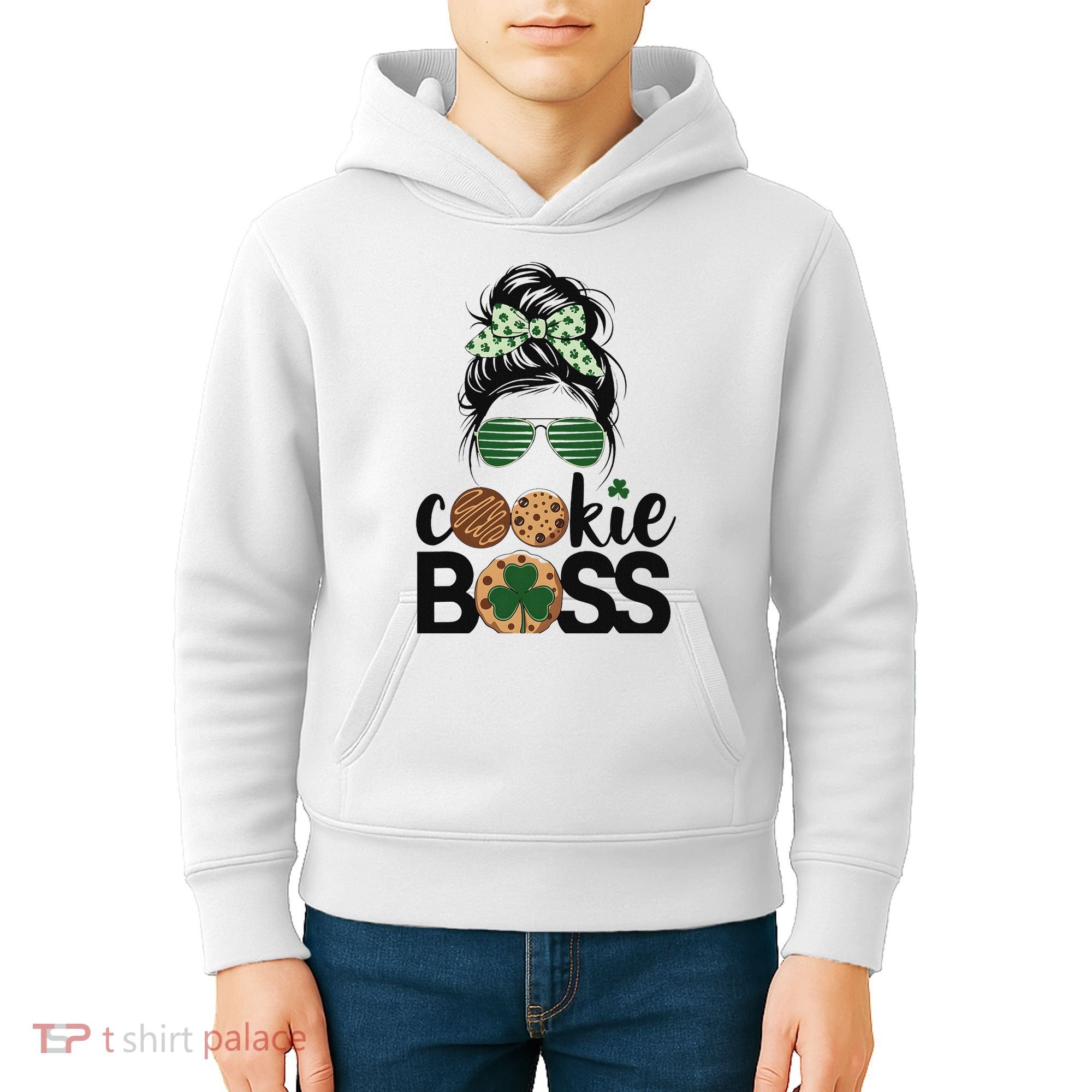 Scout Cookie Boss Kidlife Messy Bun Sunglasses Kids Hoodie
