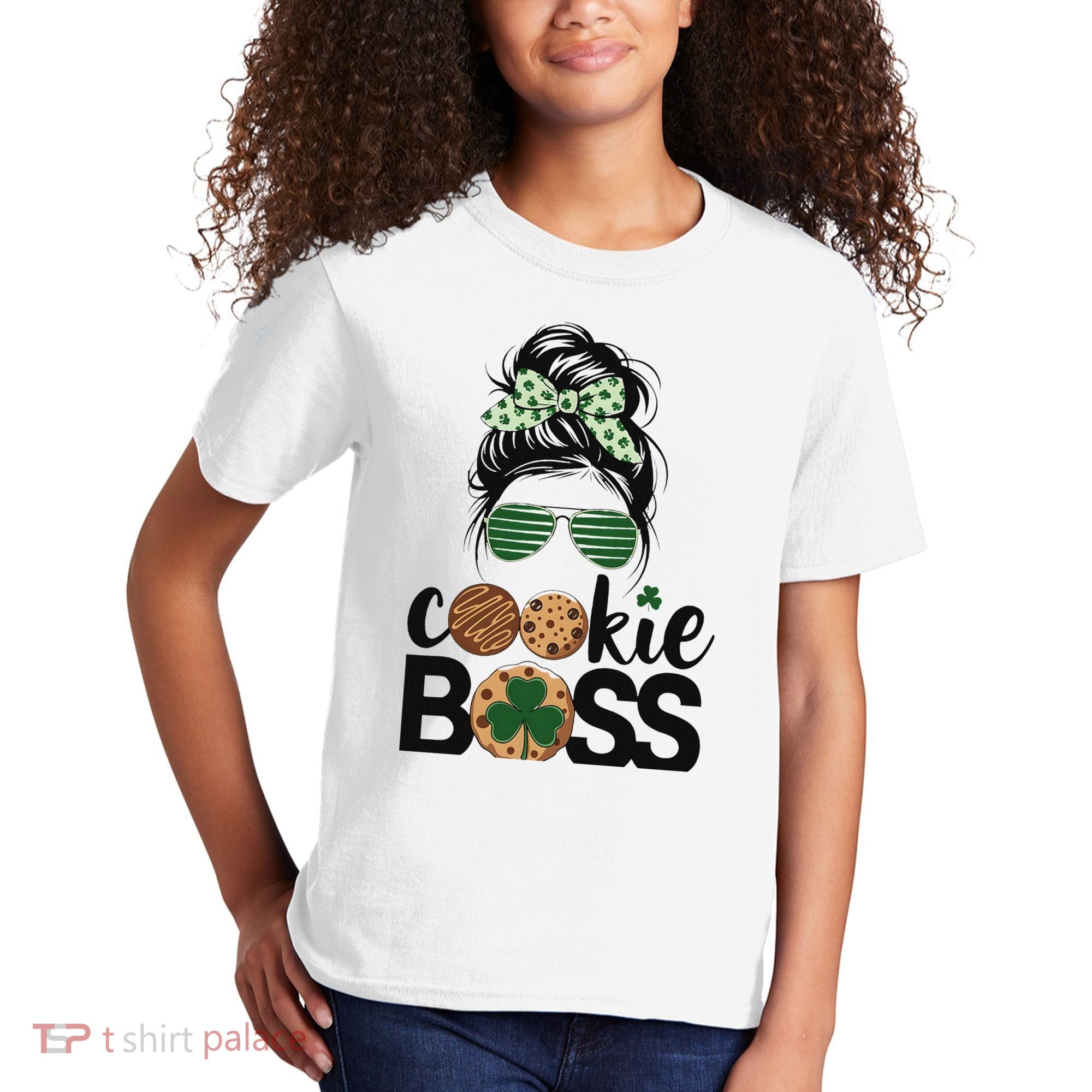 Scout Cookie Boss Kidlife Messy Bun Sunglasses Kids T-Shirt