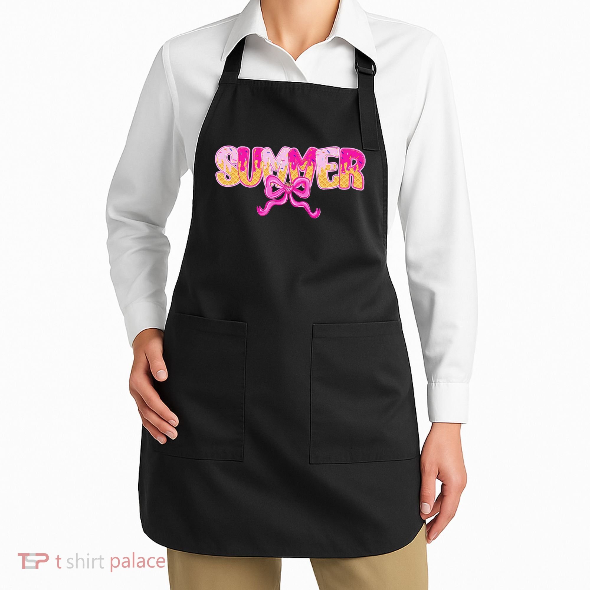 Summer Coquette Bow Ice Cream Summer Vacation Hawaii Beach Apron