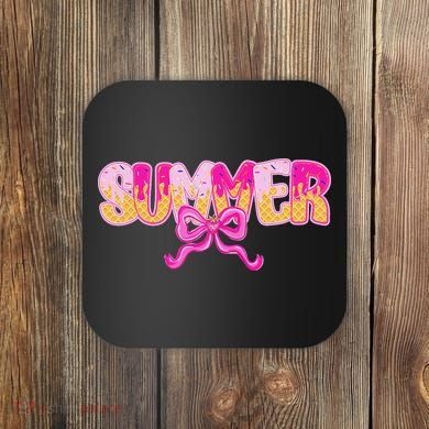Summer Coquette Bow Ice Cream Summer Vacation Hawaii Beach Coaster