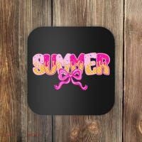 Summer Coquette Bow Ice Cream Summer Vacation Hawaii Beach Coaster thumb 0