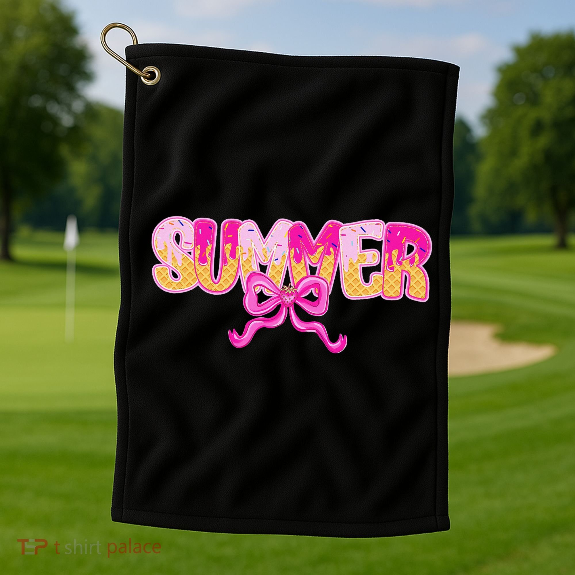 Summer Coquette Bow Ice Cream Summer Vacation Hawaii Beach Golf Towel