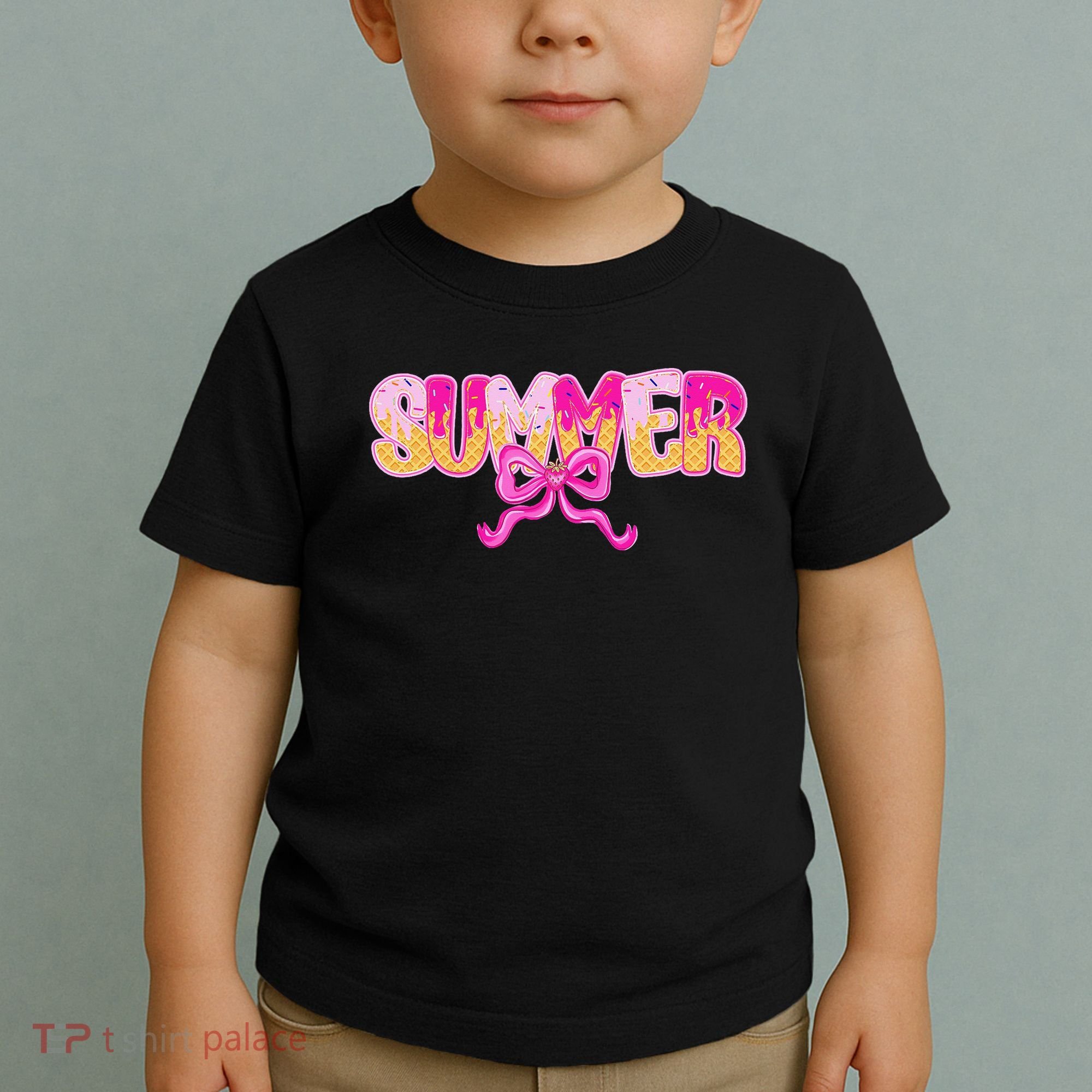 Summer Coquette Bow Ice Cream Summer Vacation Hawaii Beach Toddler T-Shirt