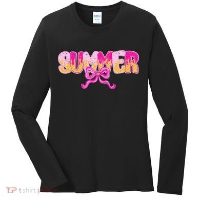 Summer Coquette Bow Ice Cream Summer Vacation Hawaii Beach Women's Long Sleeve Shirt