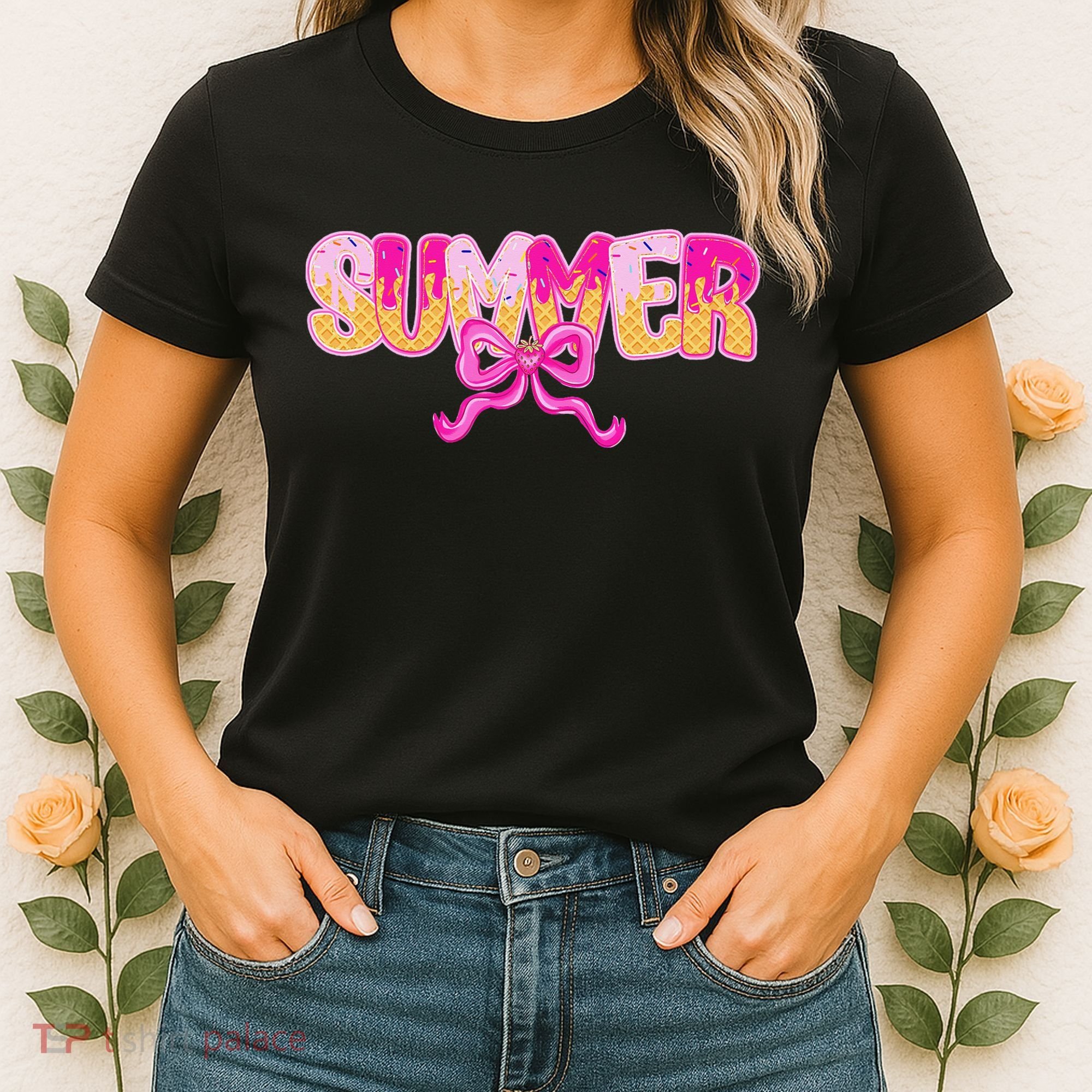 Summer Coquette Bow Ice Cream Summer Vacation Hawaii Beach Women's T-Shirt