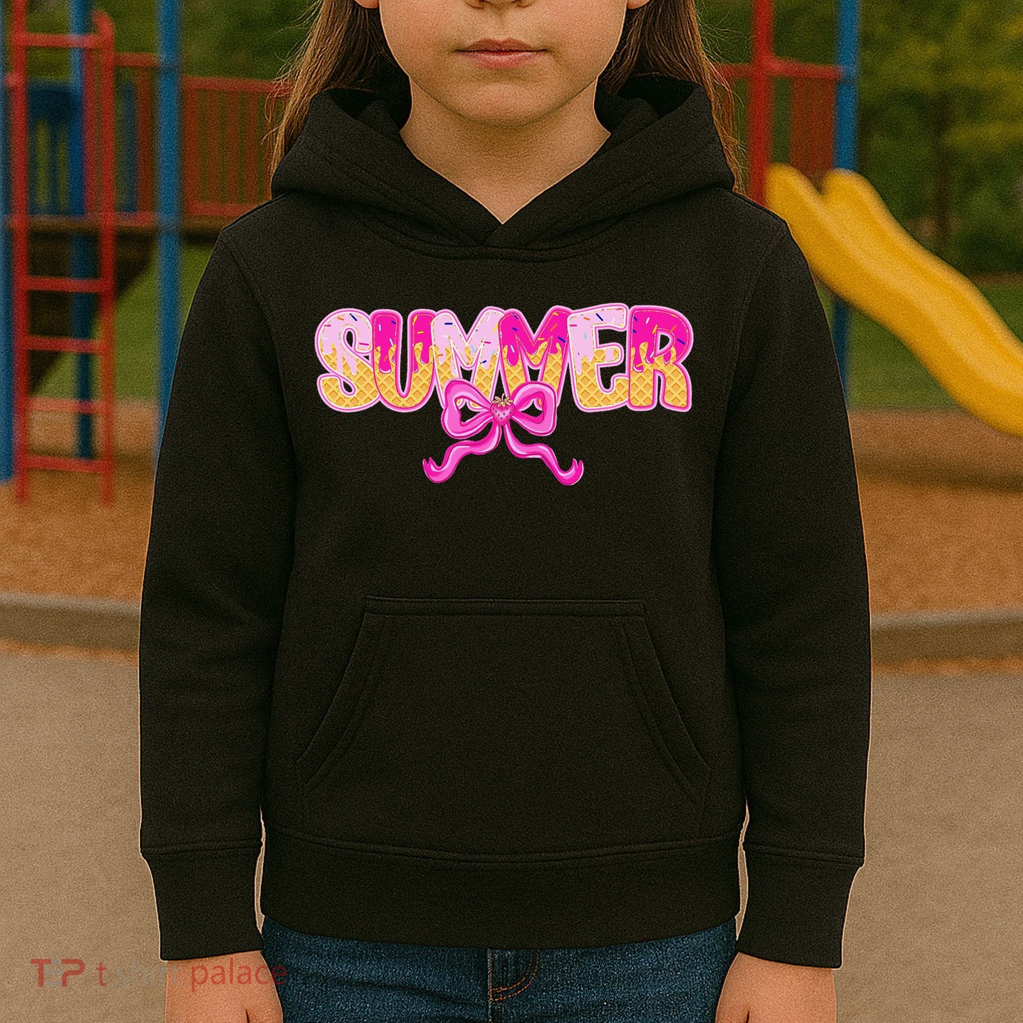 Summer Coquette Bow Ice Cream Summer Vacation Hawaii Beach Kids Hoodie