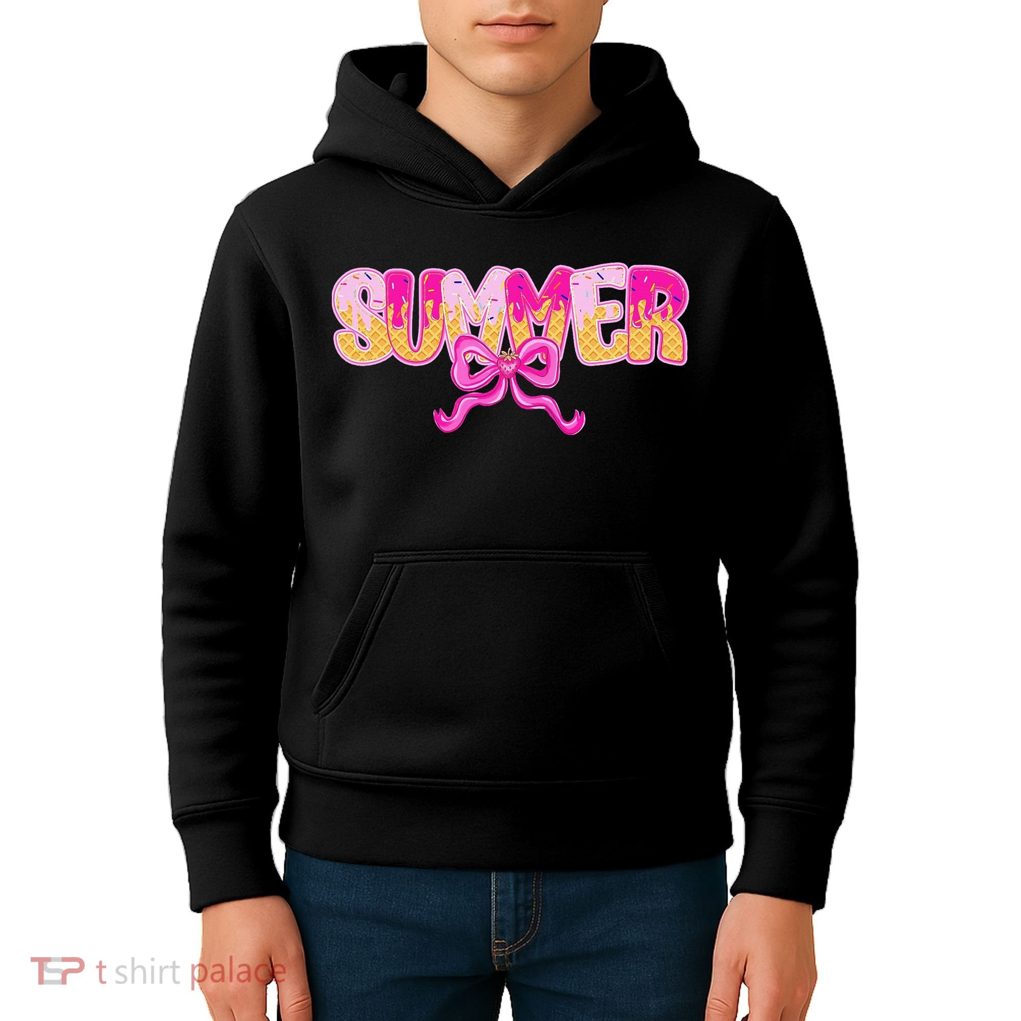 Summer Coquette Bow Ice Cream Summer Vacation Hawaii Beach Kids Hoodie