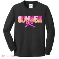 Summer Coquette Bow Ice Cream Summer Vacation Hawaii Beach Kids Long Sleeve Shirt thumb 0