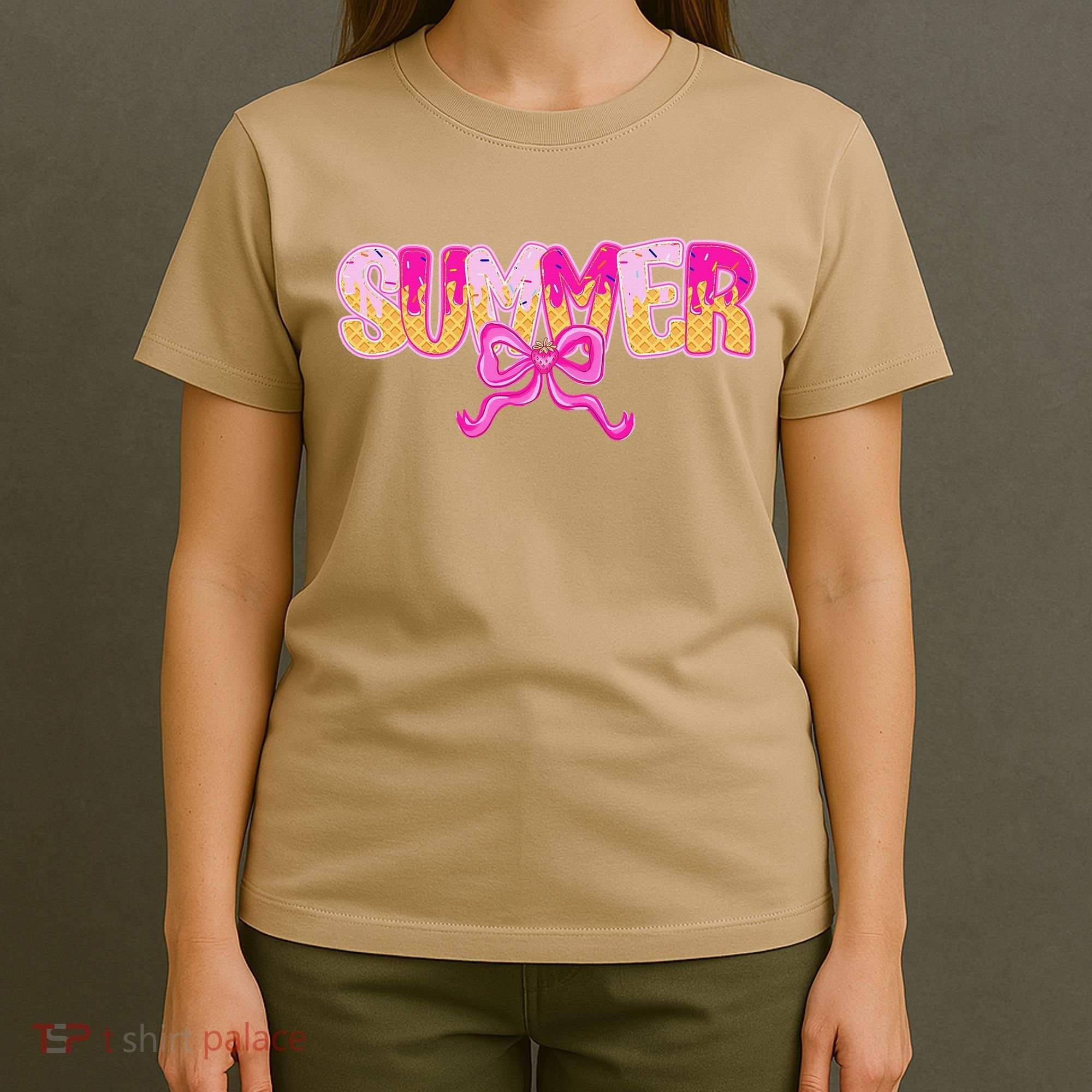 Summer Coquette Bow Ice Cream Summer Vacation Hawaii Beach T-Shirt