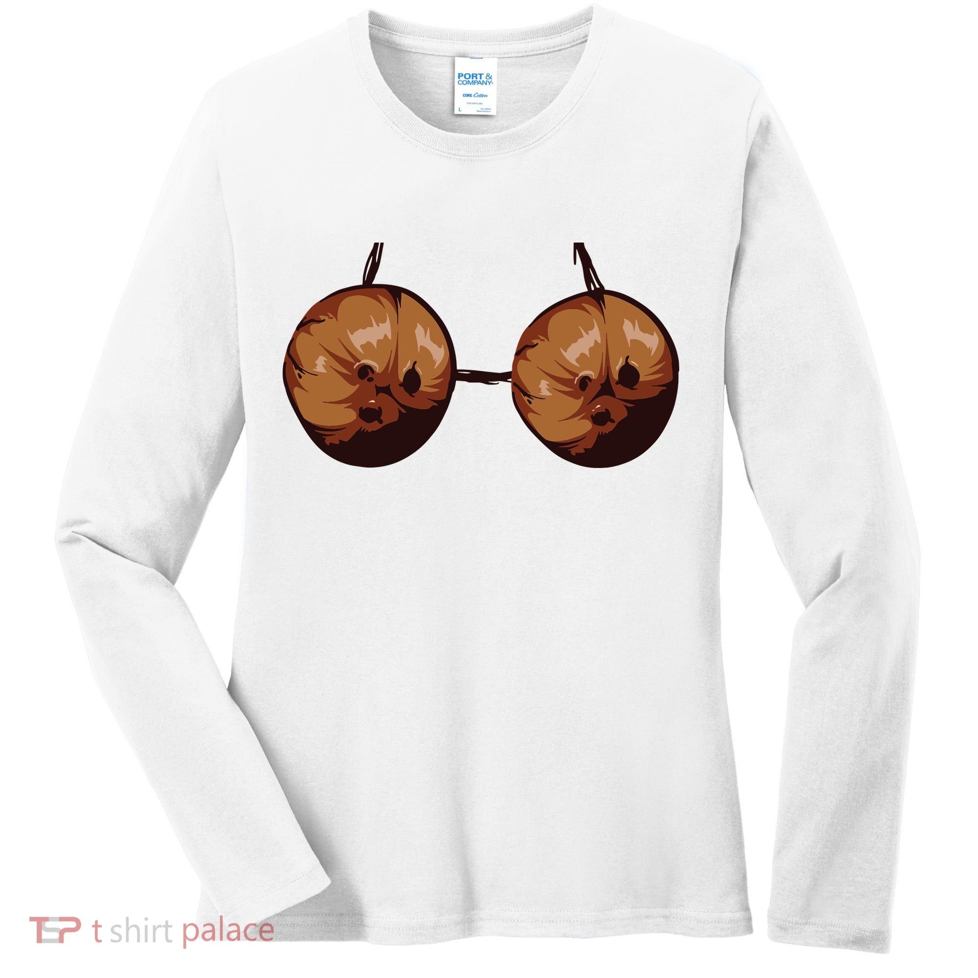 Summer Coconut Bra Halloween Costume Shirt Funny Outfit Gift Women's Long Sleeve Shirt