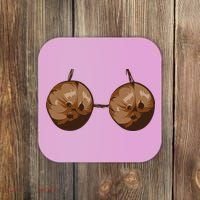 Summer Coconut Bra Halloween Costume Funny Outfit Gift Coaster thumb 0