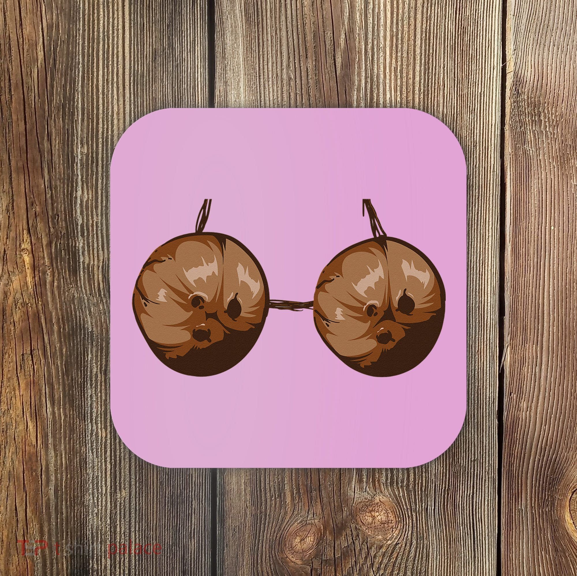 Summer Coconut Bra Halloween Costume Funny Outfit Gift Coaster