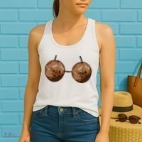 Summer Coconut Bra Halloween Costume Funny Outfit Gift Women's Tank Top thumb 2