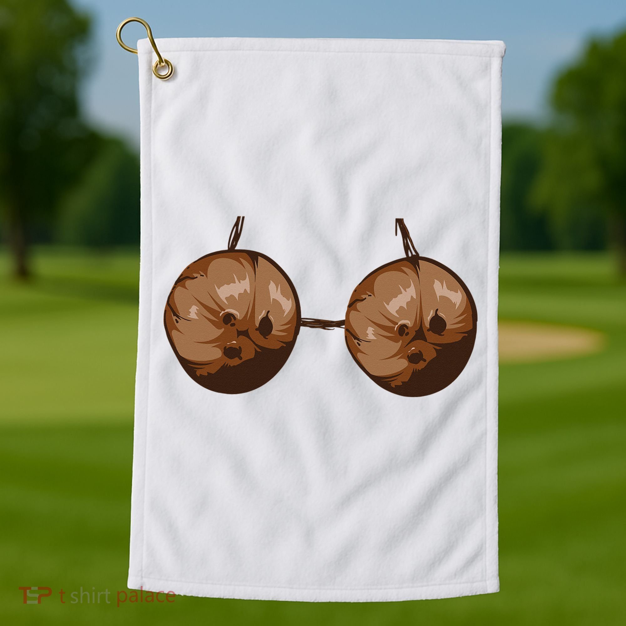 Summer Coconut Bra Halloween Costume Funny Outfit Gift Golf Towel
