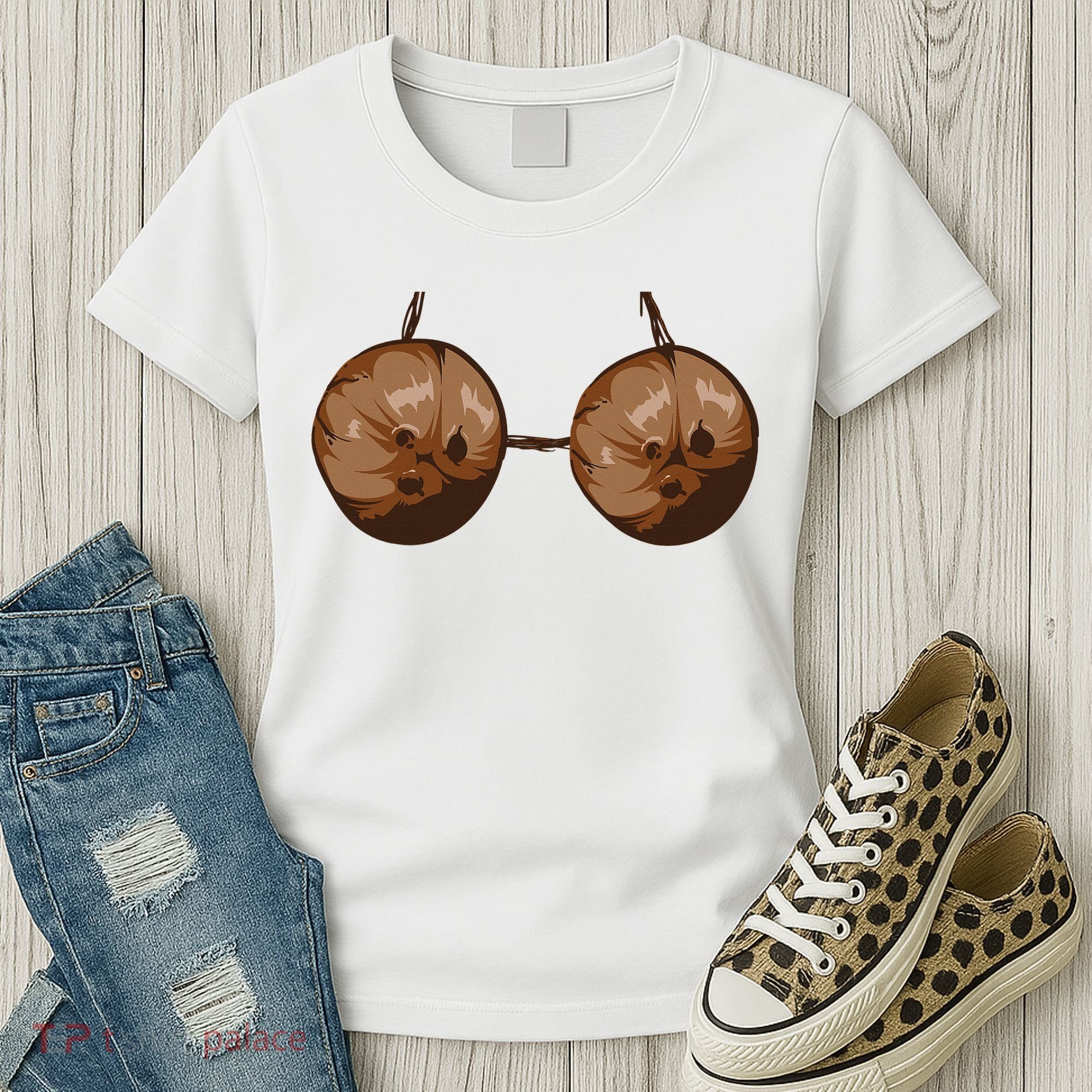 Summer Coconut Bra Halloween Costume Funny Outfit Gift Women's T-Shirt