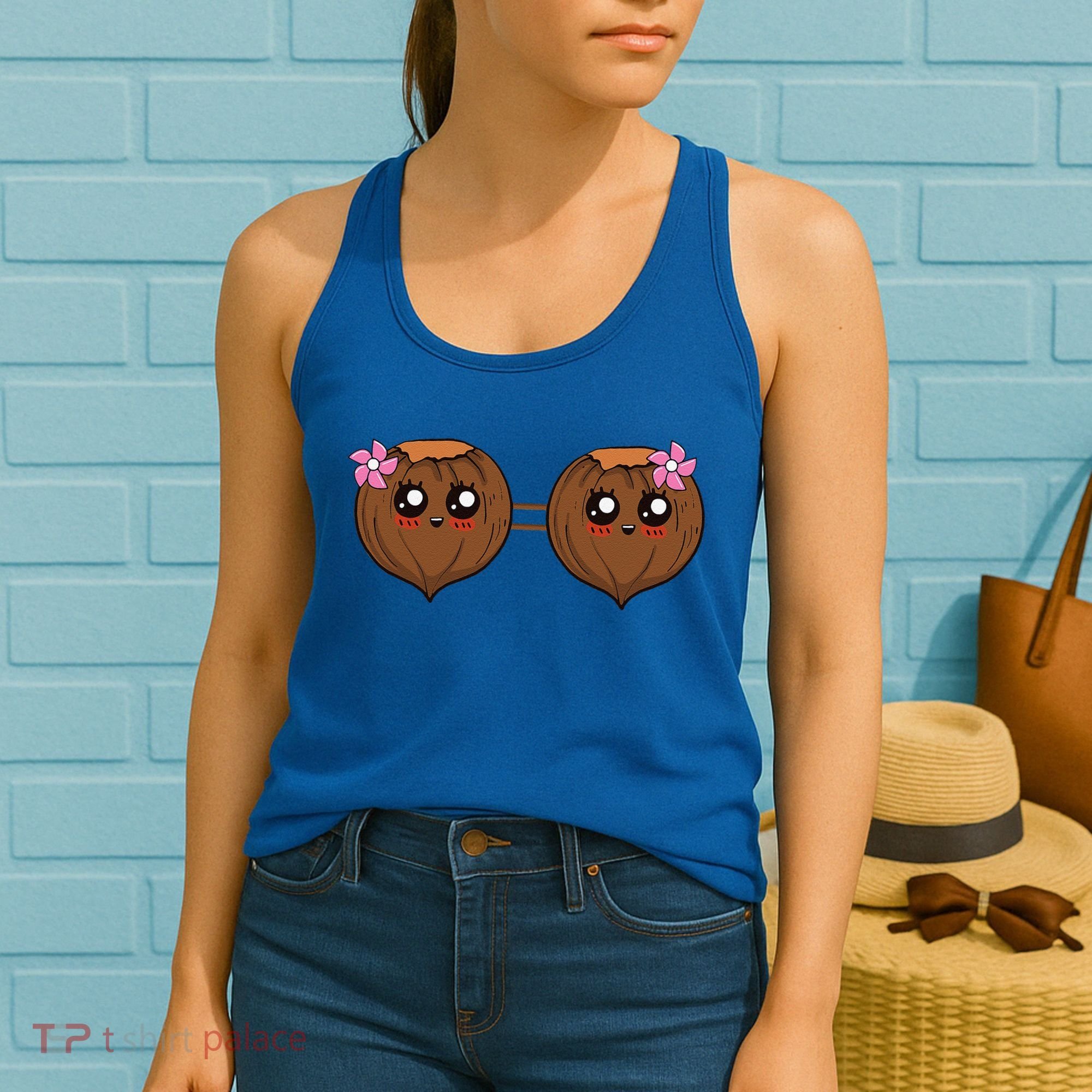 Summer Coconut Bra Halloween Costume Hawaii Aloha Beach Women's Tank Top