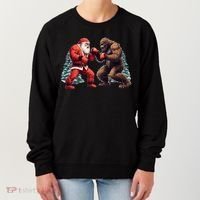 Santa Claus Boxing Bigfoot Sasquatch Christmas Women's Sweatshirt thumb 0