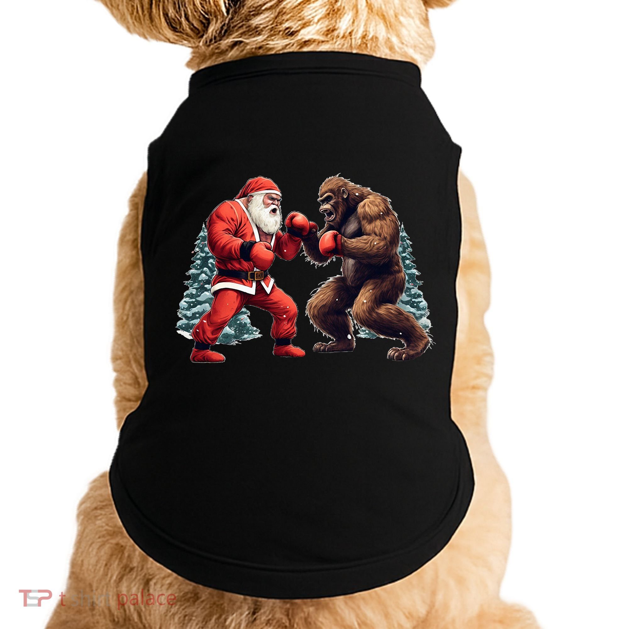 Santa Claus Boxing Bigfoot Sasquatch Christmas Doggie Tank