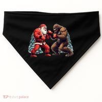 Santa Claus Boxing Bigfoot Sasquatch Christmas USA-Made Doggie Bandana thumb 0