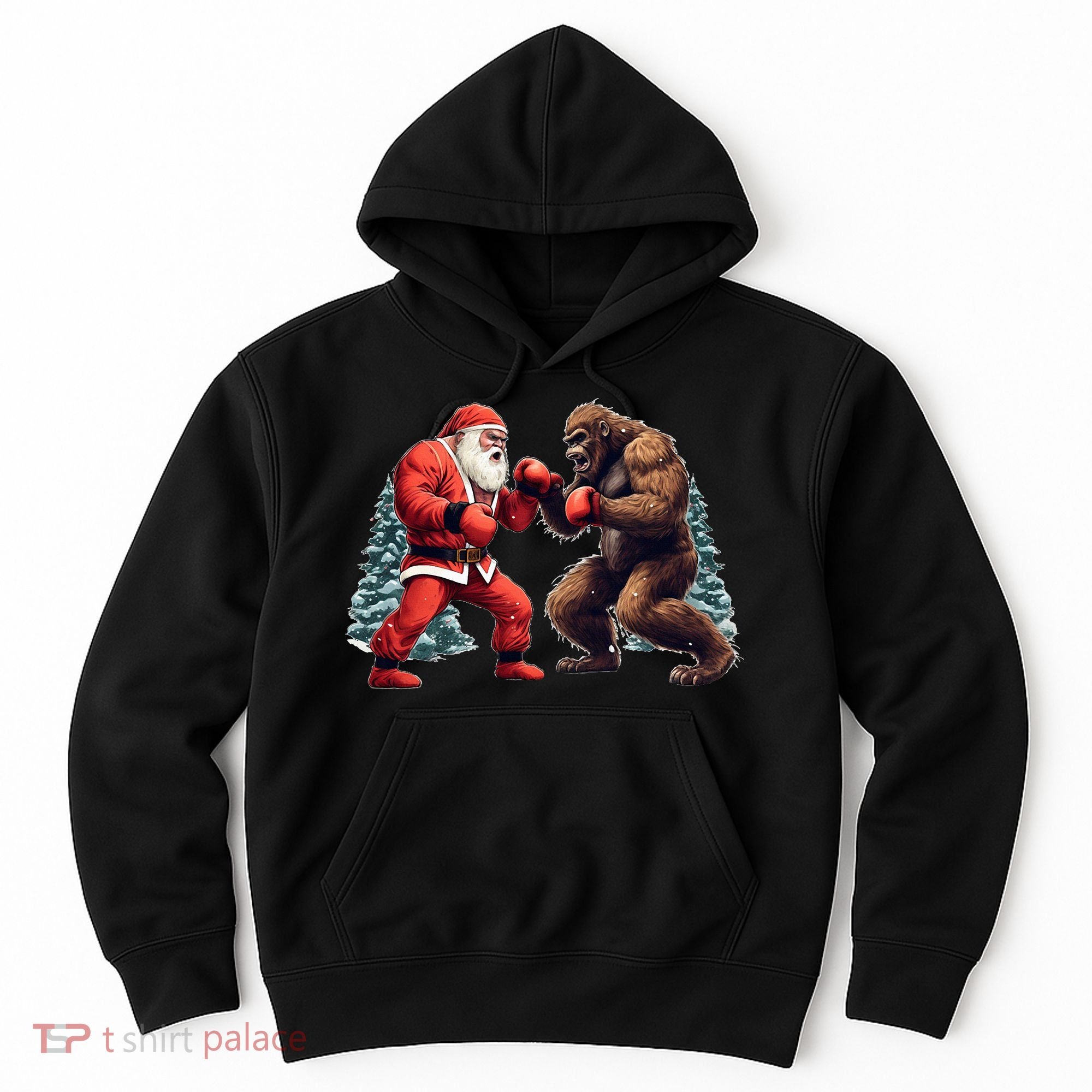 Santa Claus Boxing Bigfoot Sasquatch Christmas Hoodie