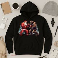 Santa Claus Boxing Bigfoot Sasquatch Christmas Hoodie thumb 3