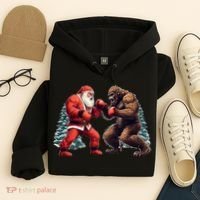 Santa Claus Boxing Bigfoot Sasquatch Christmas Hoodie thumb 4
