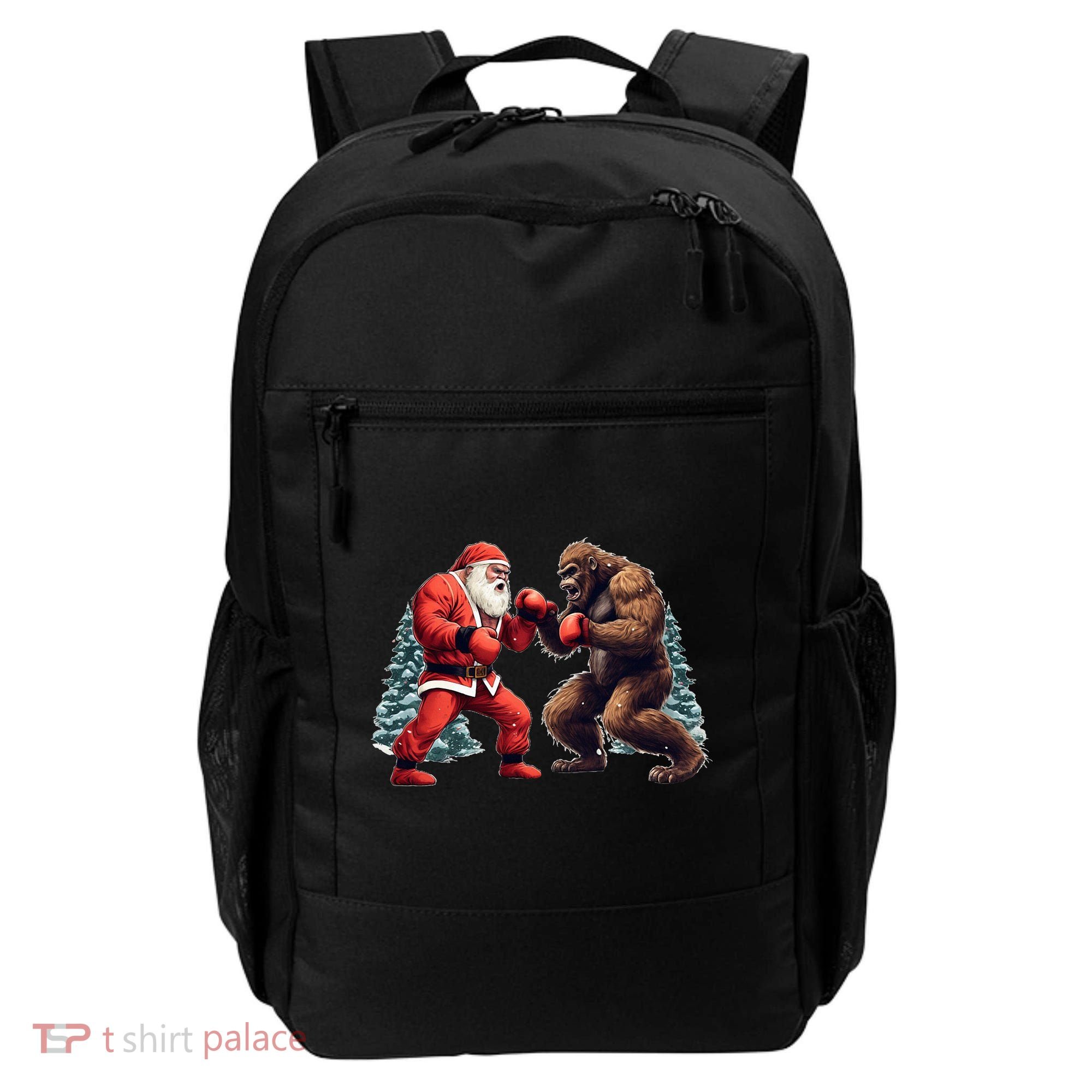 Santa Claus Boxing Bigfoot Sasquatch Christmas Backpack