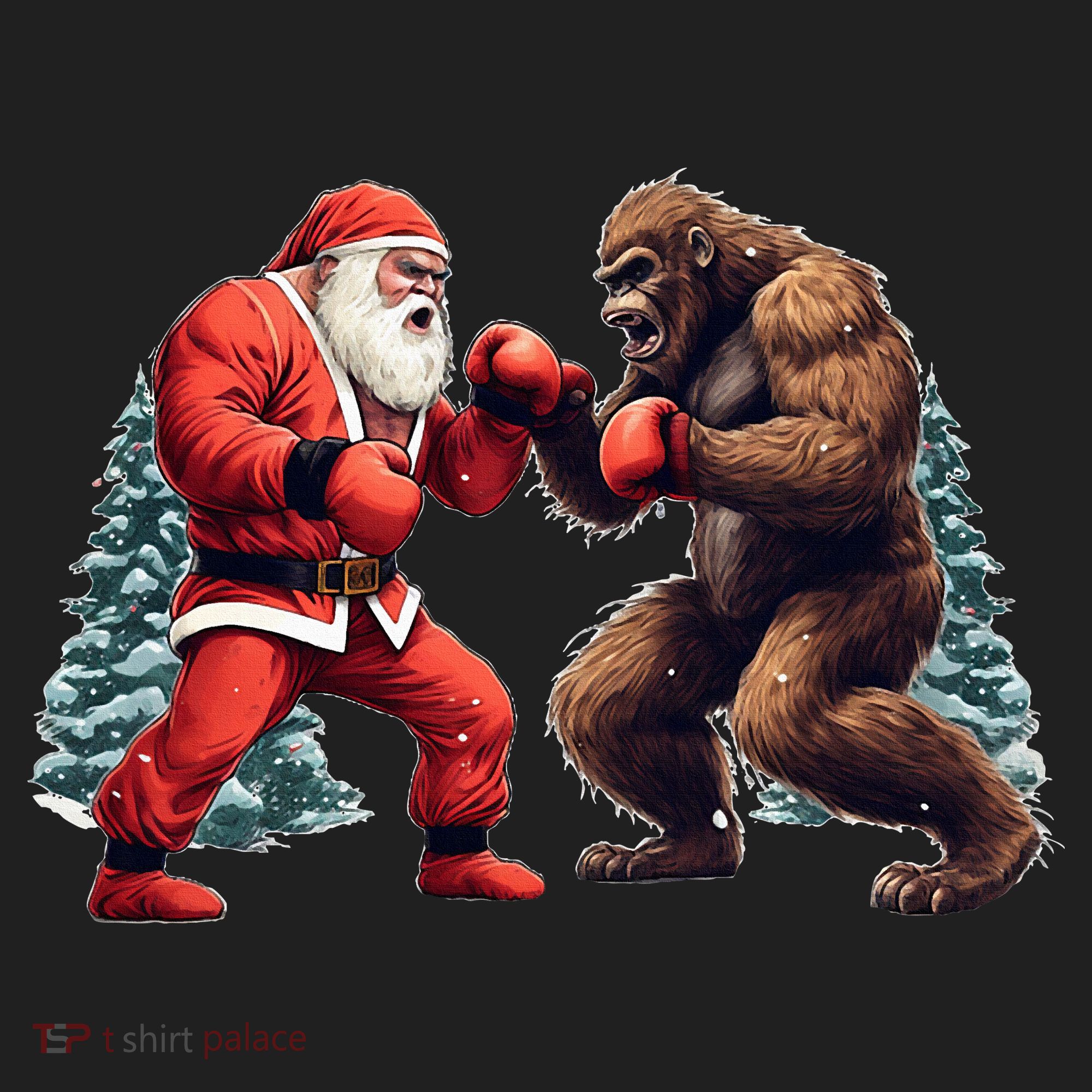Santa Claus Boxing Bigfoot Sasquatch Christmas Beanie