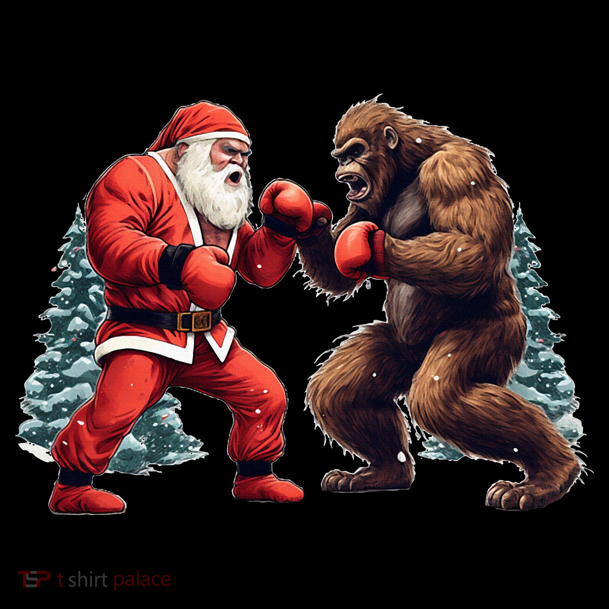 Santa Claus Boxing Bigfoot Sasquatch Christmas Women's Hoodie