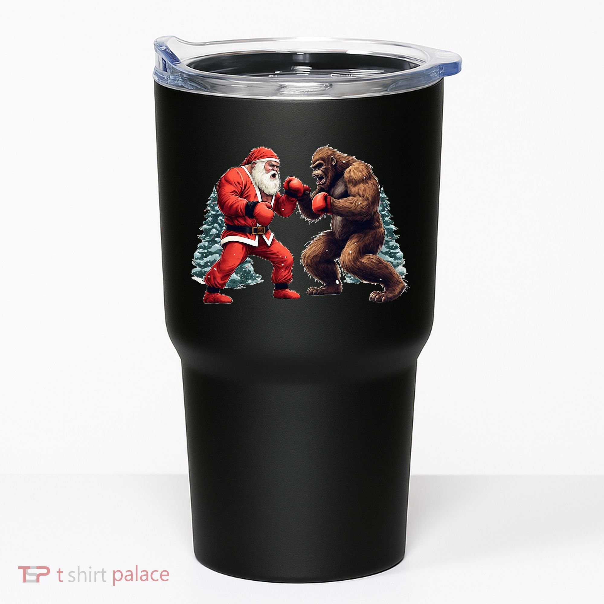 Santa Claus Boxing Bigfoot Sasquatch Christmas Tumbler