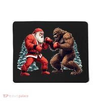 Santa Claus Boxing Bigfoot Sasquatch Christmas Mousepad thumb 0