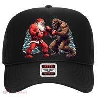 Santa Claus Boxing Bigfoot Sasquatch Christmas Hat thumb 0