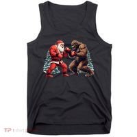 Santa Claus Boxing Bigfoot Sasquatch Christmas Tank Top thumb 0