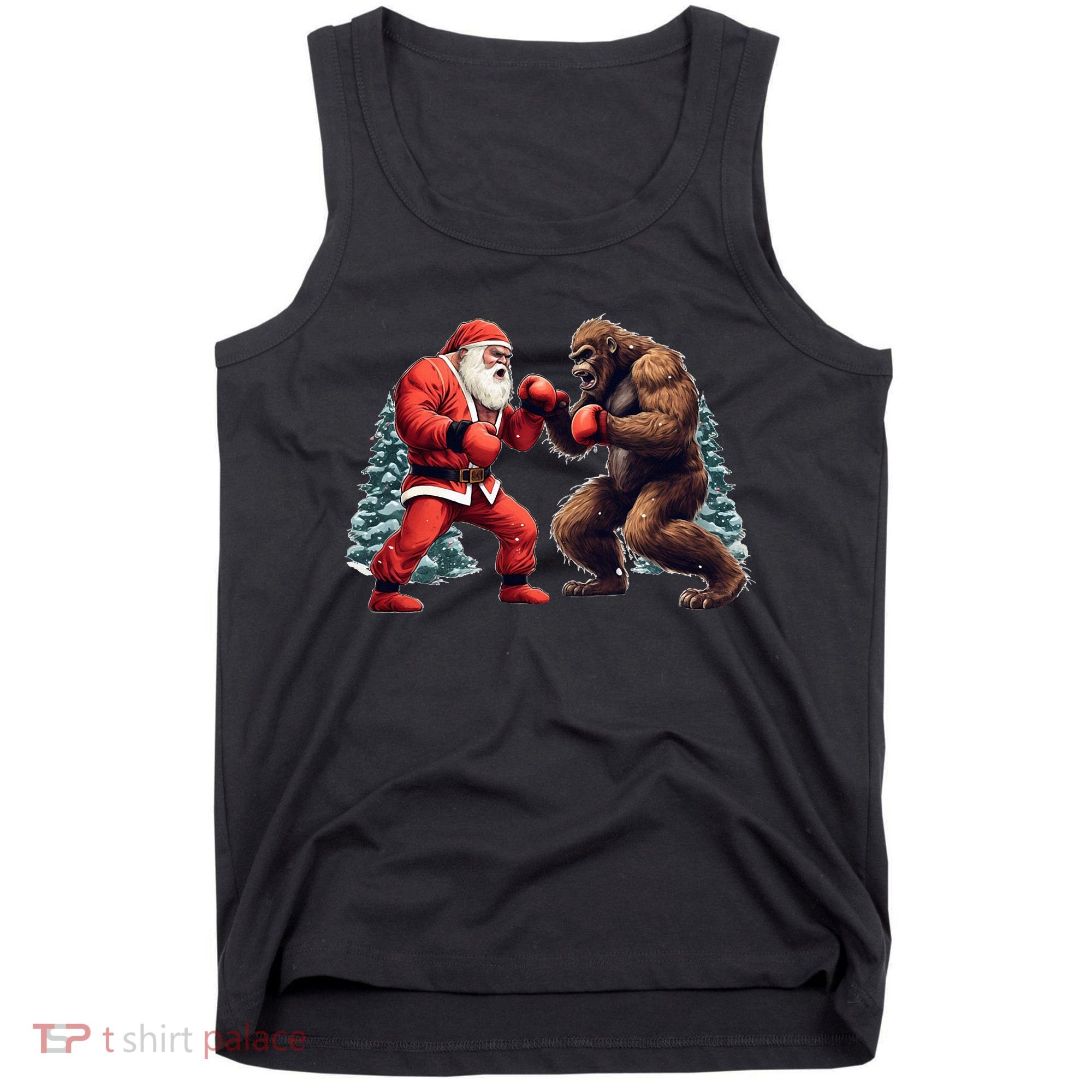 Santa Claus Boxing Bigfoot Sasquatch Christmas Tank Top