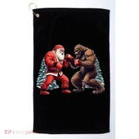 Santa Claus Boxing Bigfoot Sasquatch Christmas Golf Towel thumb 0