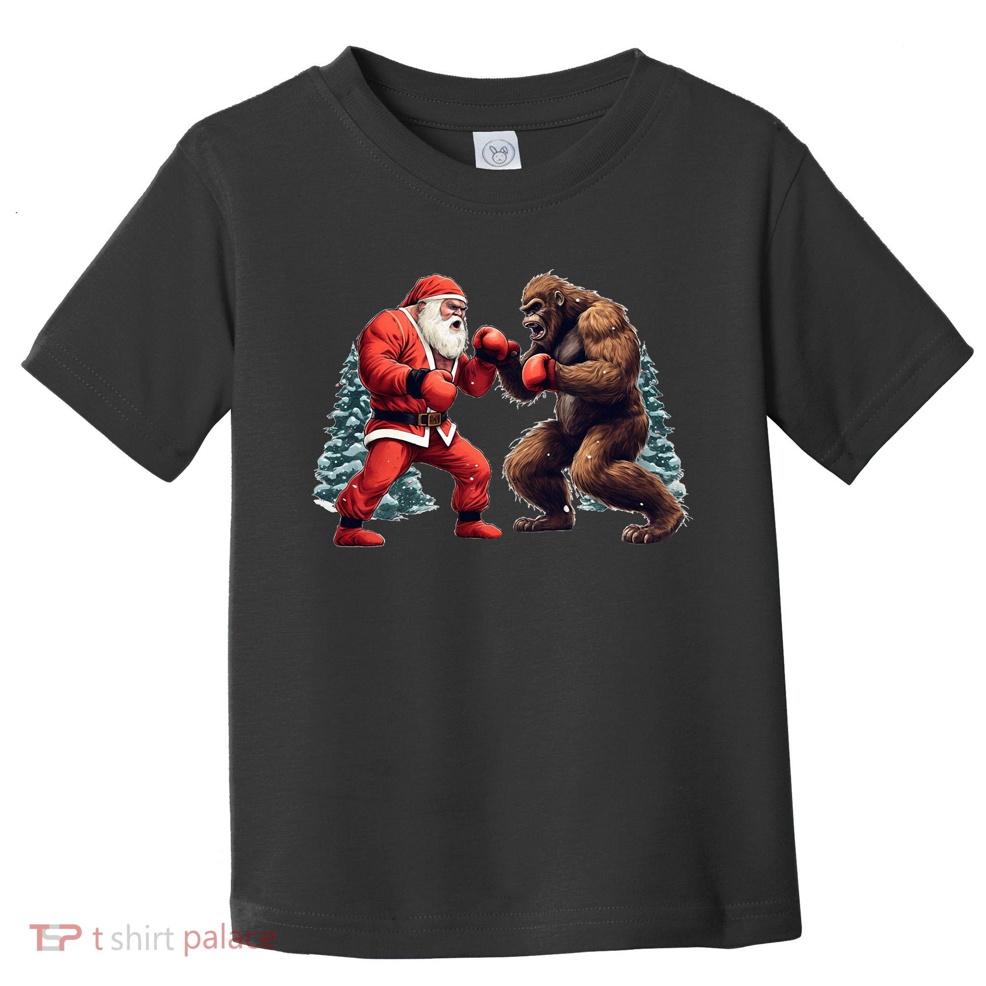 Santa Claus Boxing Bigfoot Sasquatch Christmas Toddler T-Shirt