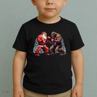 Santa Claus Boxing Bigfoot Sasquatch Christmas Toddler T-Shirt thumb 2