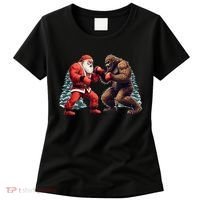 Santa Claus Boxing Bigfoot Sasquatch Christmas Women's T-Shirt thumb 0