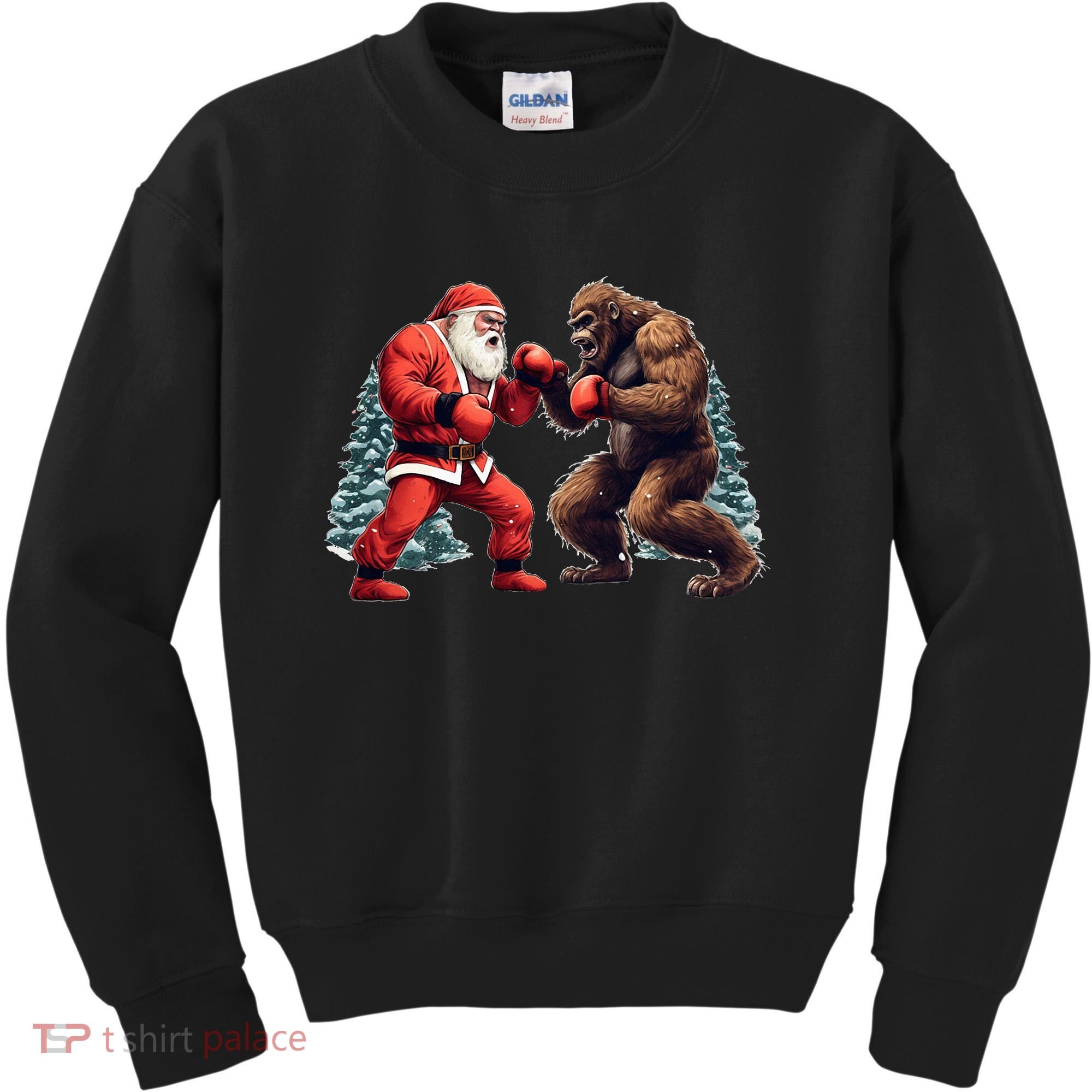 Santa Claus Boxing Bigfoot Sasquatch Christmas Kids Sweatshirt