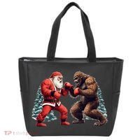 Santa Claus Boxing Bigfoot Sasquatch Christmas Tote Bag thumb 0