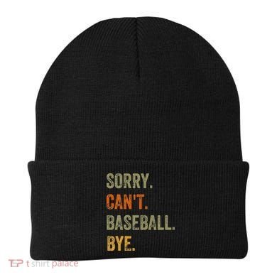 Sorry. Can't. Baseball. Bye. Retro Vintage Text Beanie