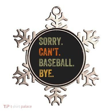 Sorry. Can't. Baseball. Bye. Retro Vintage Text Ornament