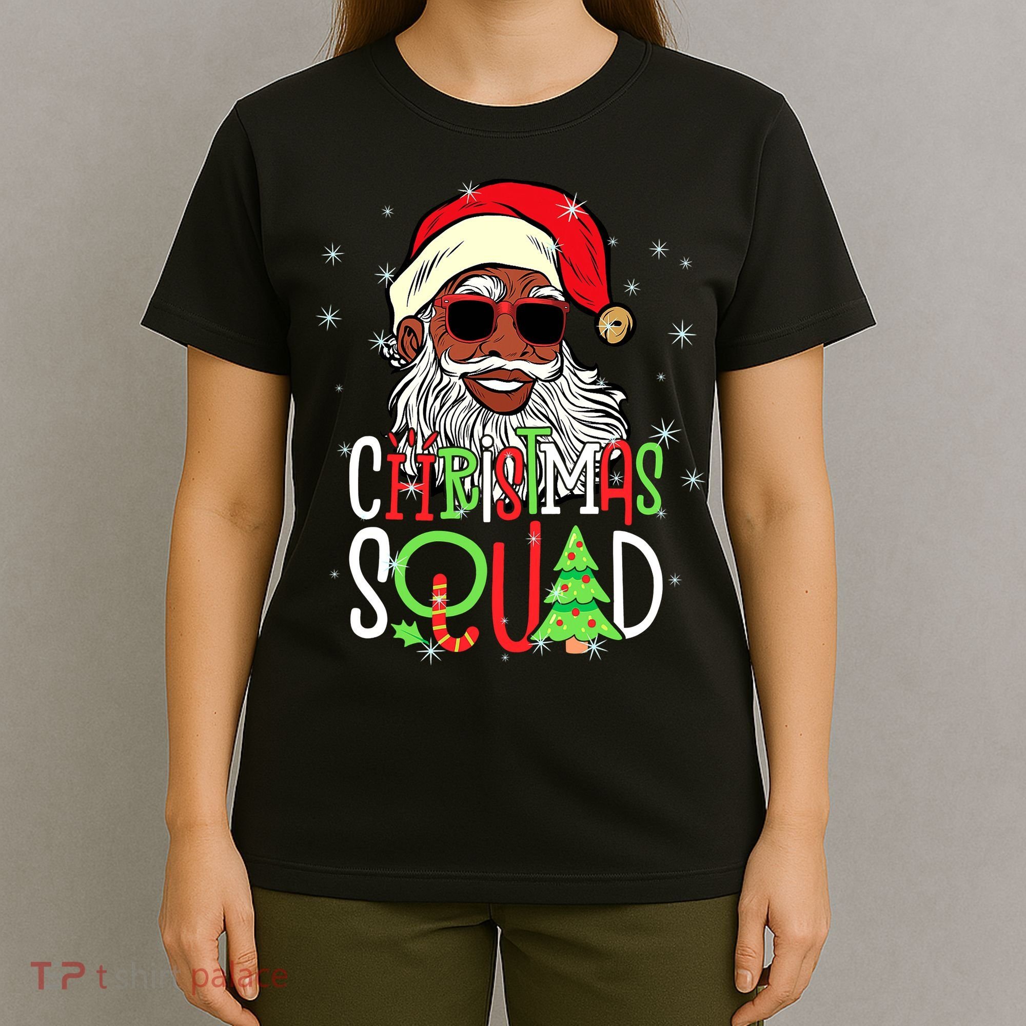 Santa Claus Black Xmas Santa Afro African American Proud T-Shirt