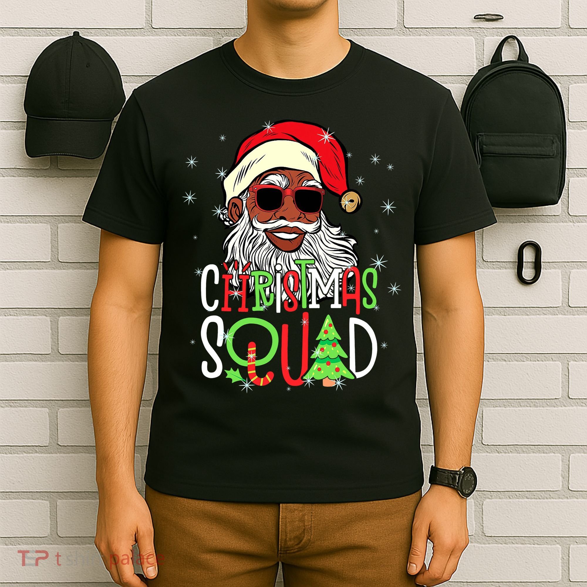 Santa Claus Black Xmas Santa Afro African American Proud T-Shirt