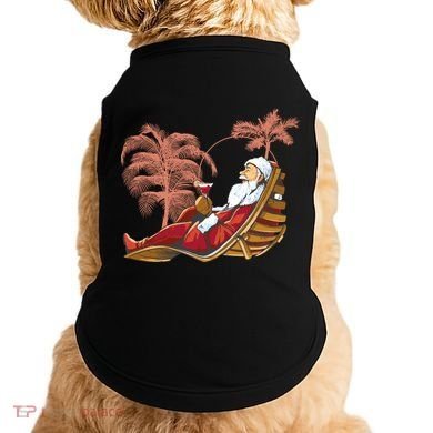 Santa Claus Beach Cocktail Christmas Doggie Tank