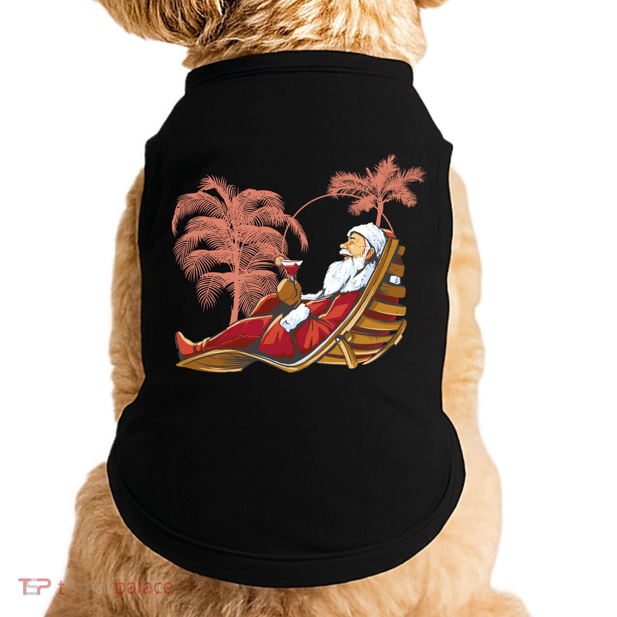 Santa Claus Beach Cocktail Christmas Doggie Tank