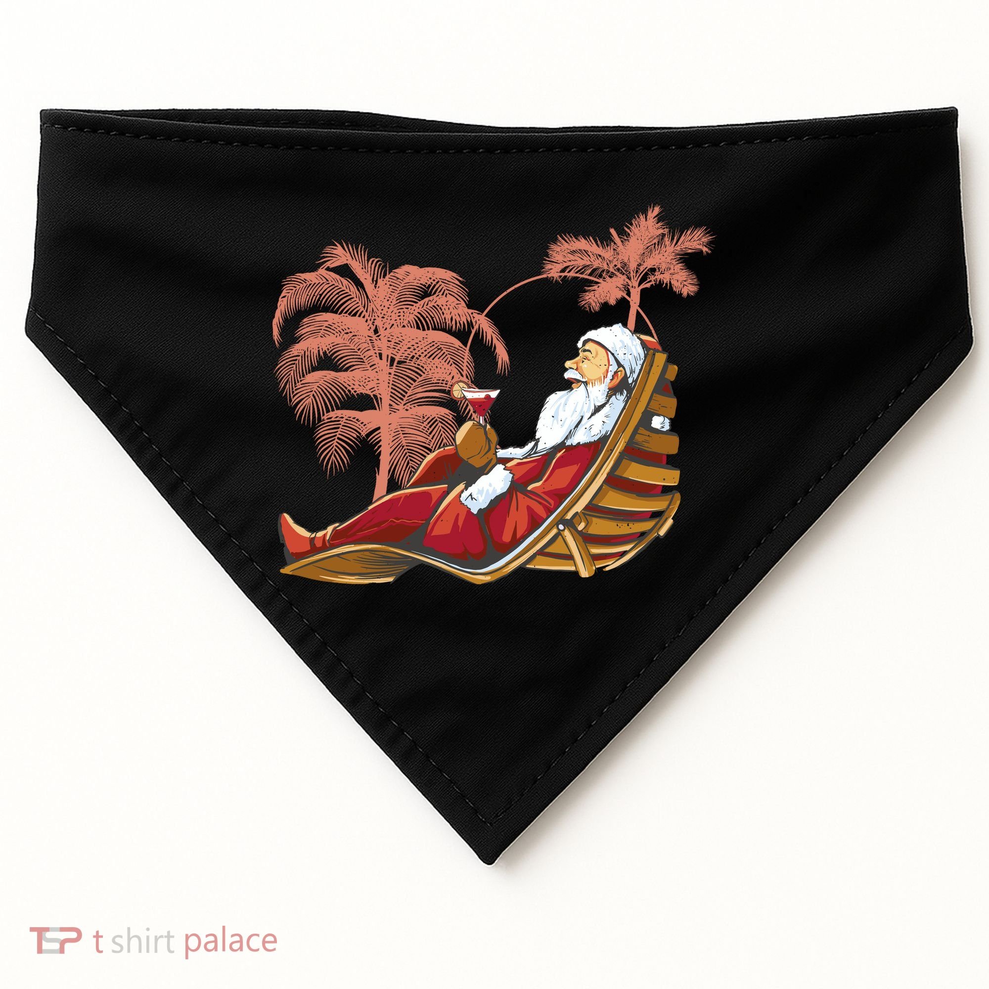 Santa Claus Beach Cocktail Christmas USA-Made Doggie Bandana