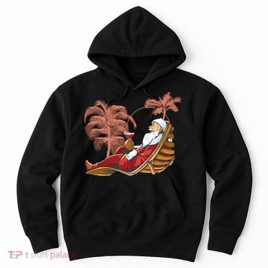 Santa Claus Beach Cocktail Christmas Hoodie
